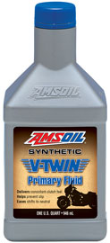 AMSOIL V-Twin Primary Fluid. Full synthetic oil delivers consistent clutch feel